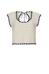ZARIA CROCHET TOP | IVORY W/ BLACK TIPPING
