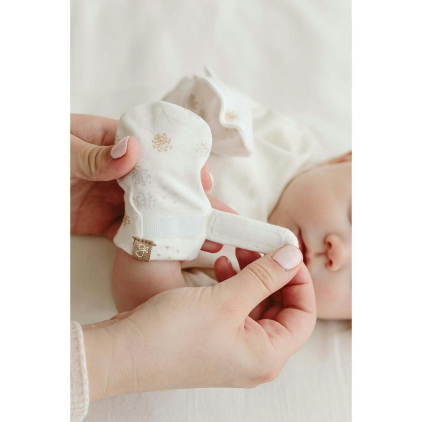 STAY ON 3-PACK MITTS | MOSS + TERRAZZO + SANDSTONE — Bamboo Organic Cotton Blend, 0–6M