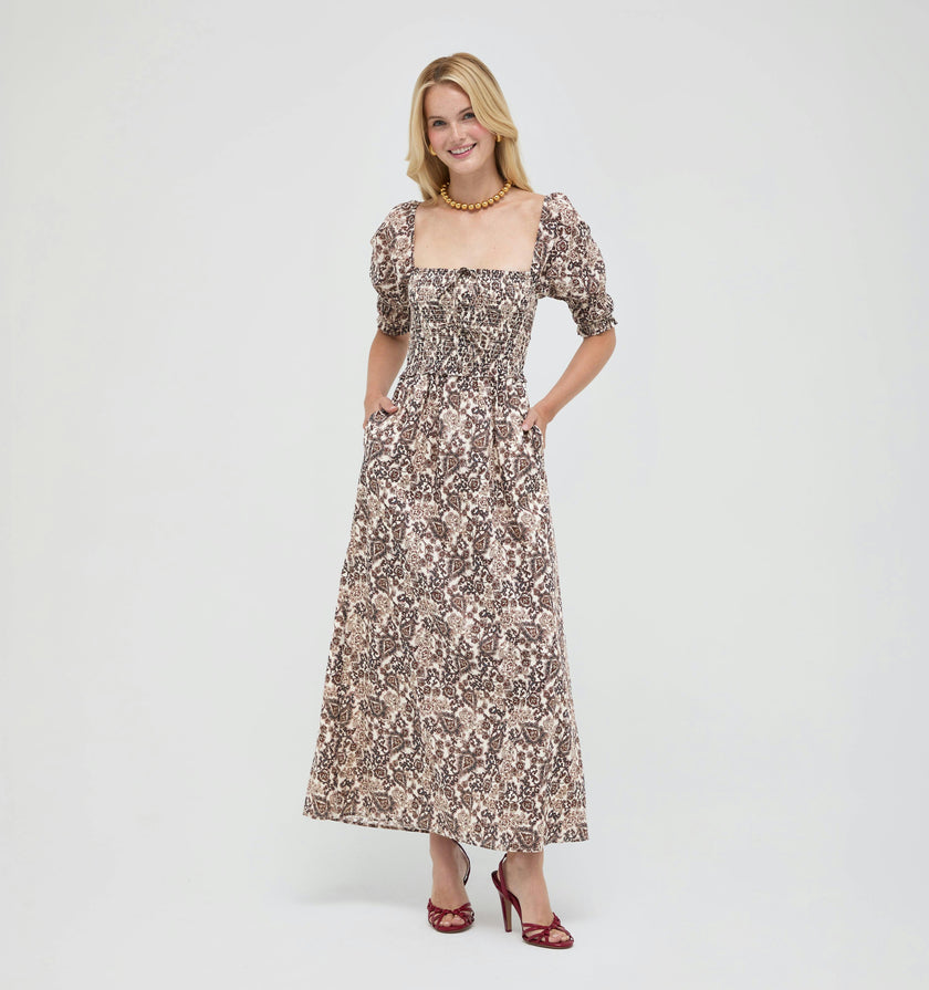 The Malene Nap Dress -  Chedworth Paisley Brown