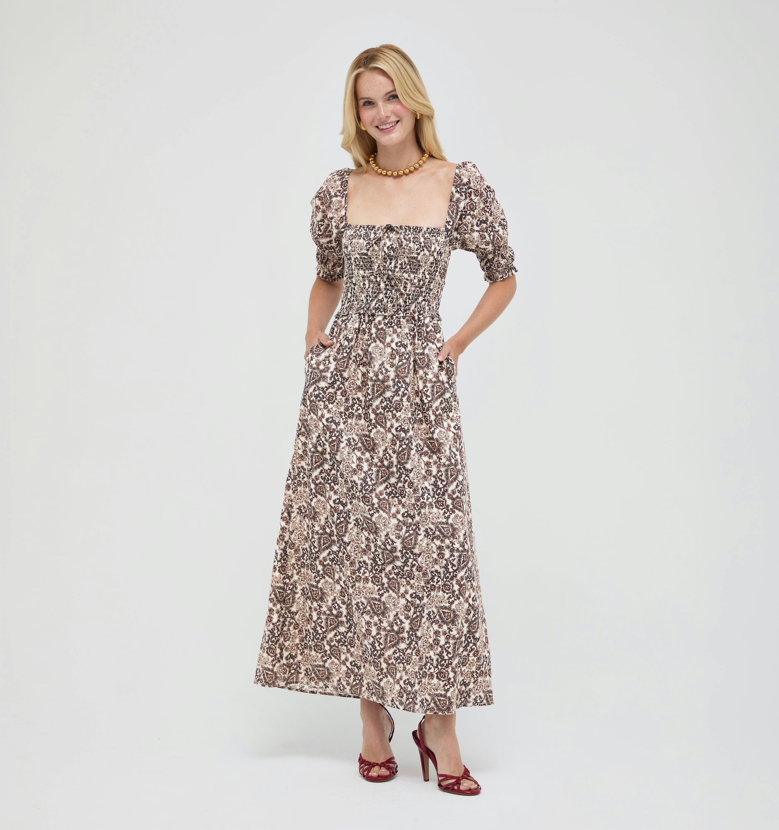 The Malene Nap Dress -  Chedworth Paisley Brown