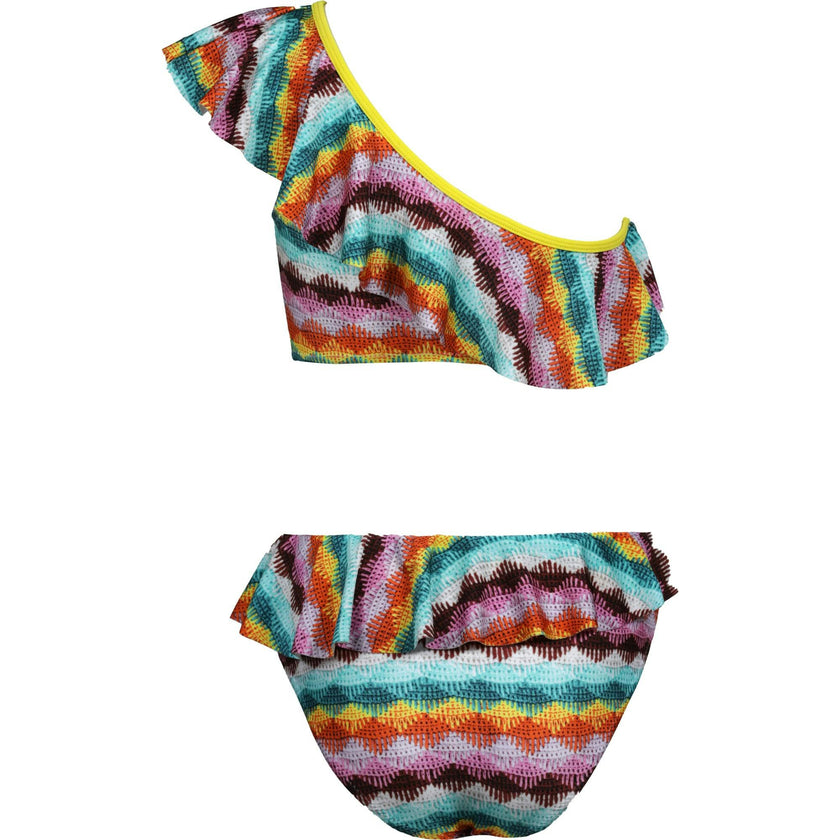 Camelia Knit Ruffle One-Shoulder & Waist Cut-Out Swimsuit