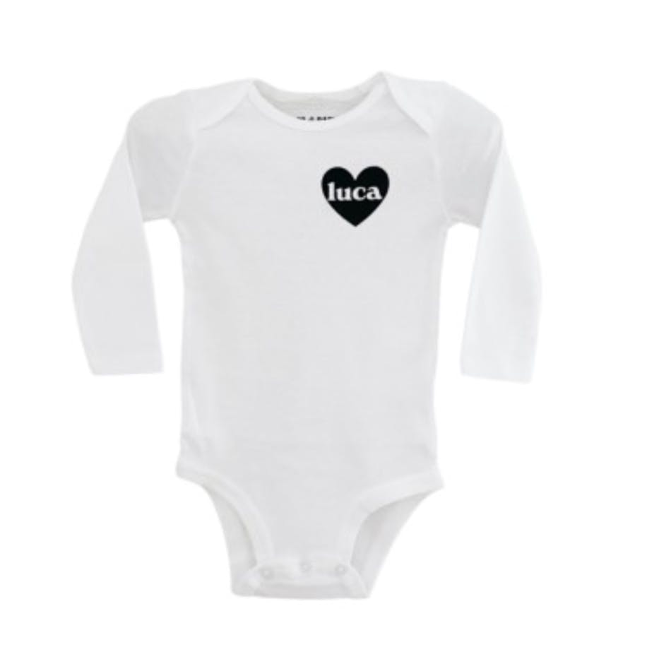 Heart U Most Personalized Baby Bodysuit, White