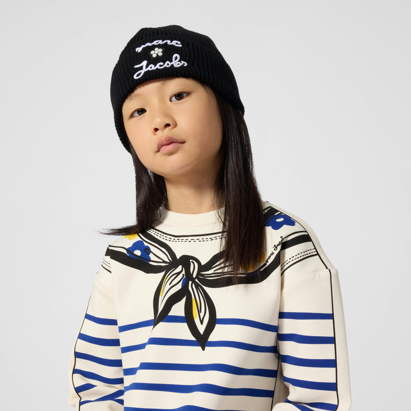 Black Knit Logo Beanie