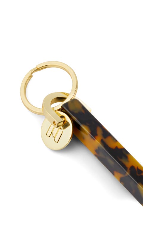 Bar Keychain in Classic Tortoise - Gold