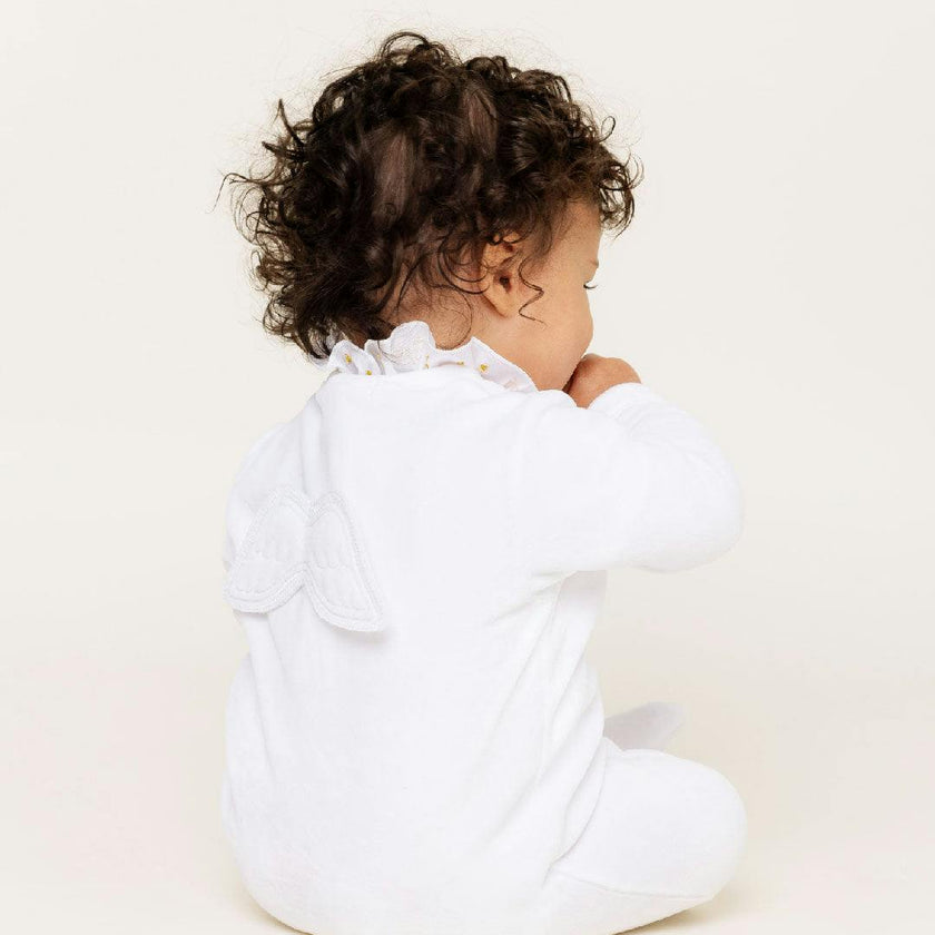 Velour Angel Wing™ Sleepsuit - White