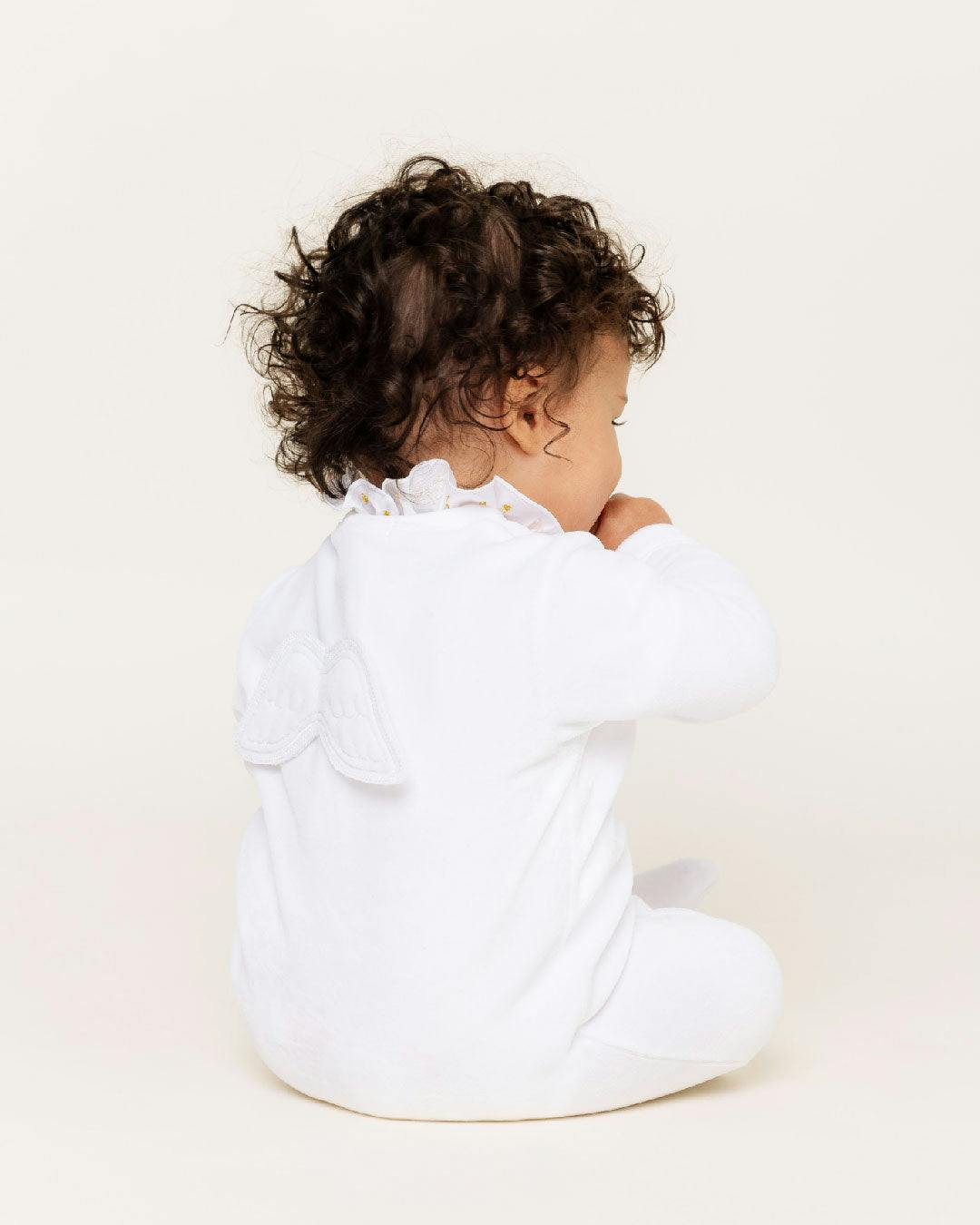 Velour Angel Wing™ Sleepsuit - White
