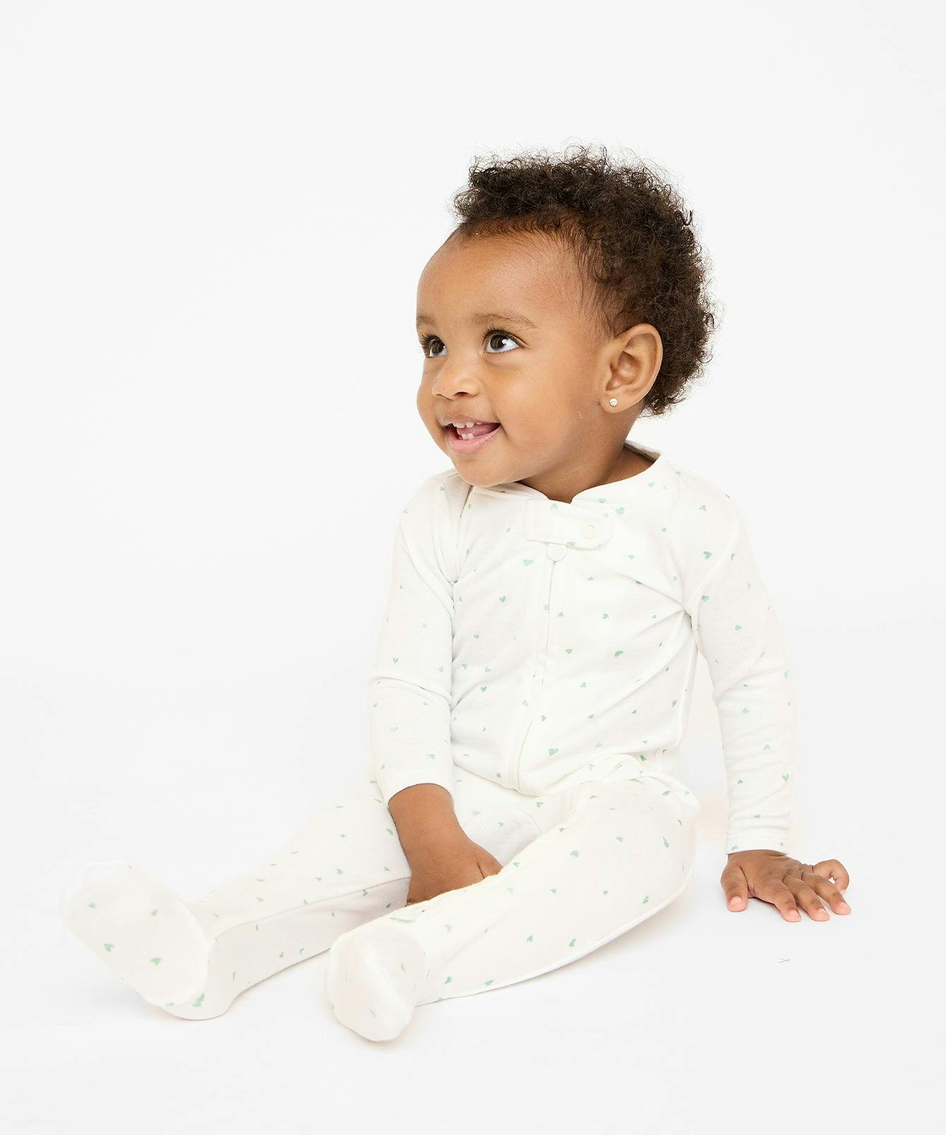 Marley Zip Pajama, Seafoam Hearts