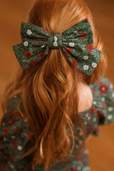 Hair Bows in Evergreen Merry Ditsy
