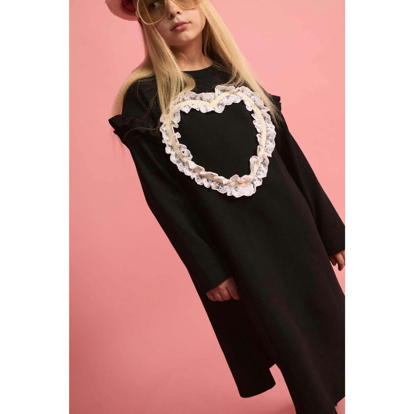 Lace Heart Dress Black