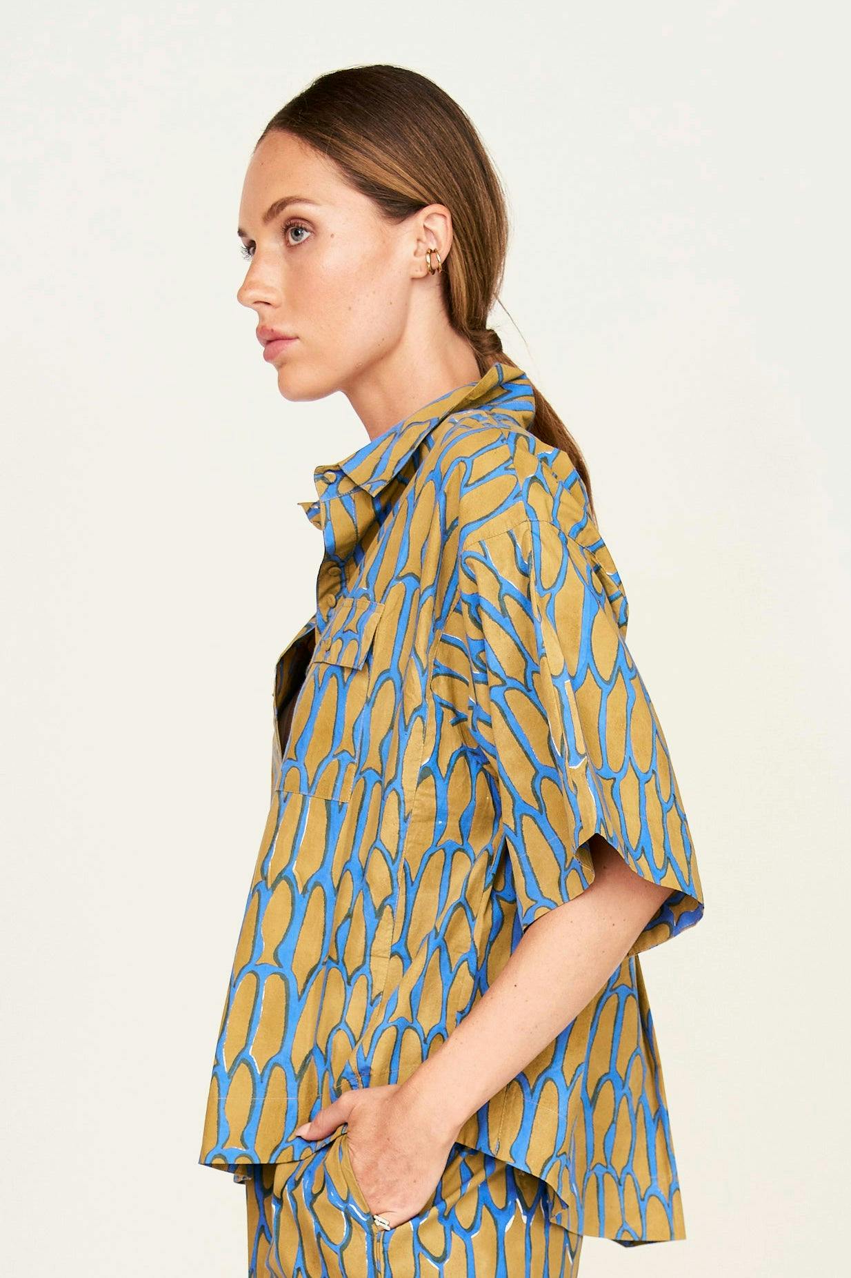 Kyoto Short Sleeved Shirt in Bluefish