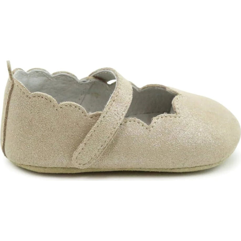 Mimi Girls Scalloped Mary Jane Crib Shoe (Infant)