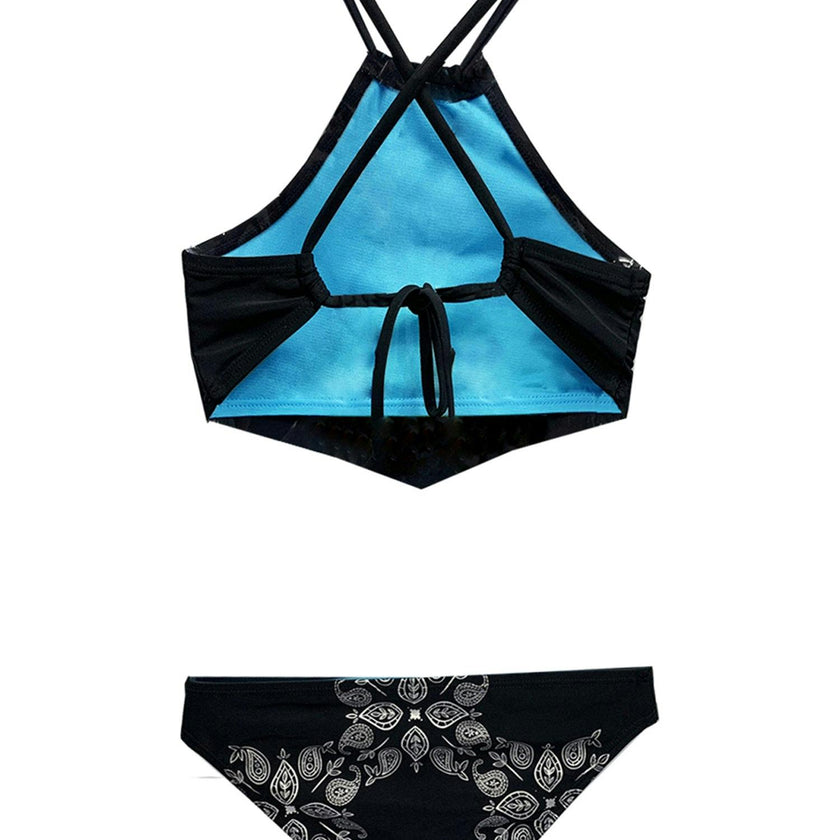Roshini Foil Print Tankini Two Piece Swimsuit