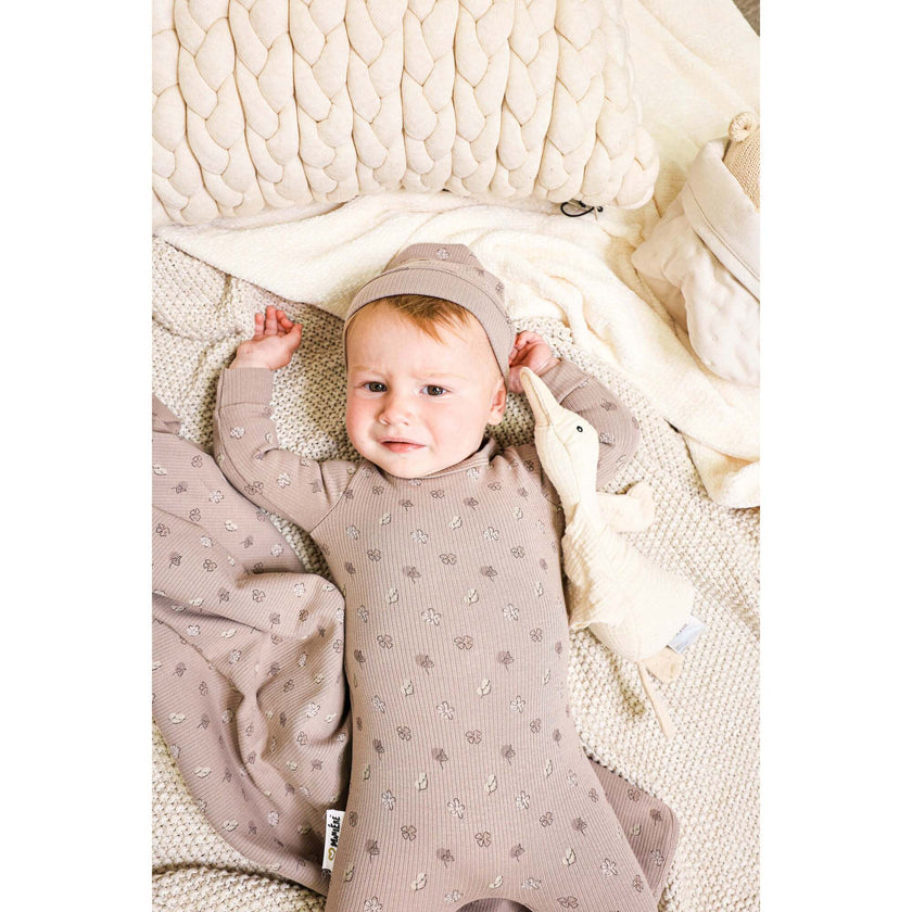 Little Leaves Long Sleeve Footie, Tan