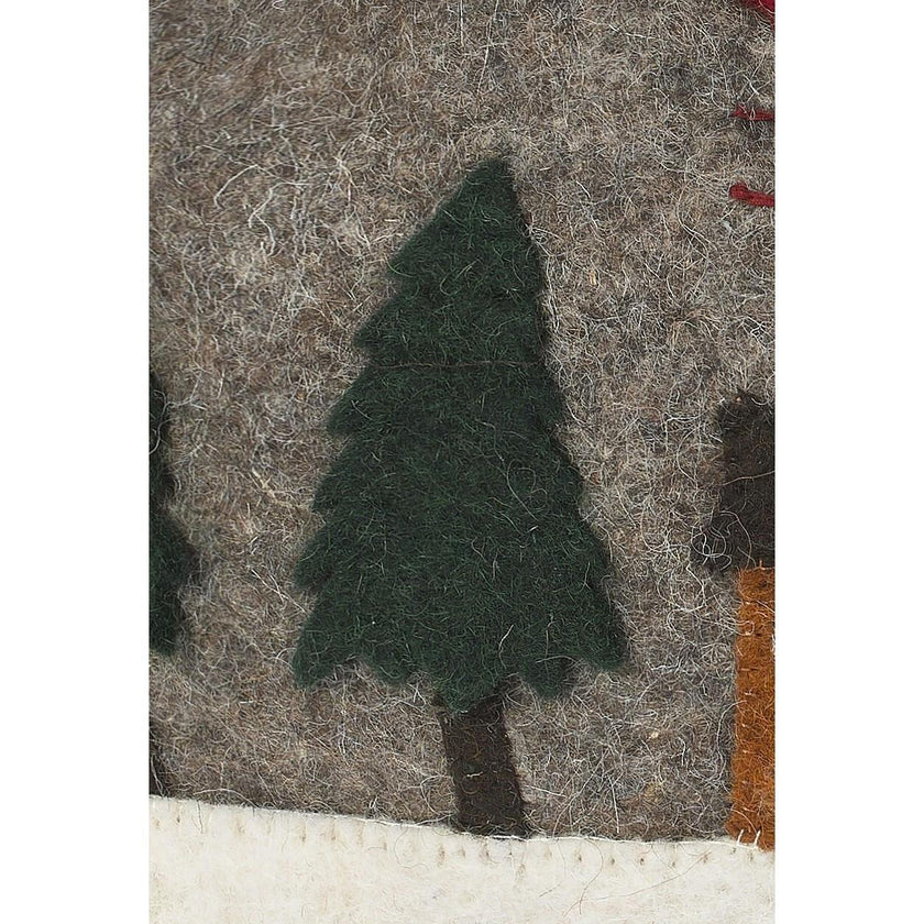 Hand Felted Wool Christmas Pillow Cover, Sleigh Villageâ 12"x24"