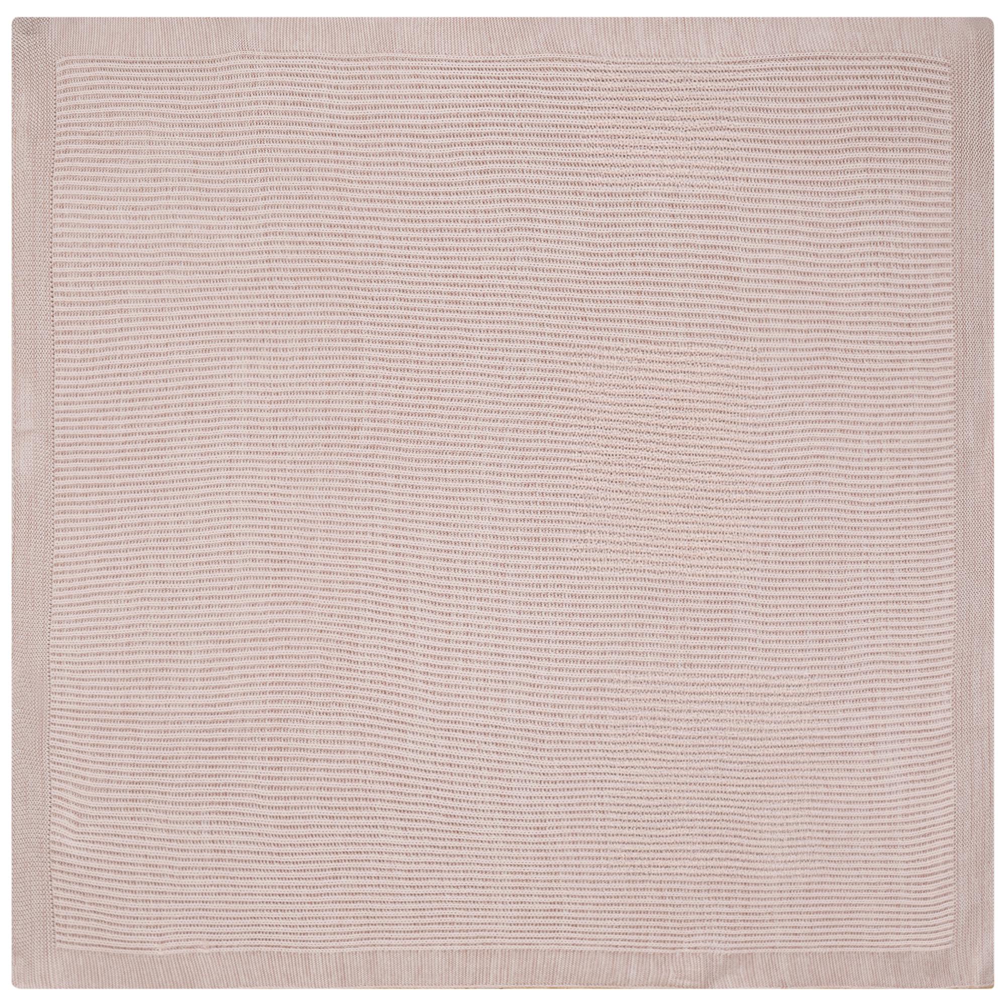 Knit Stitch Garter-Edge Cotton-Blend Blanket
