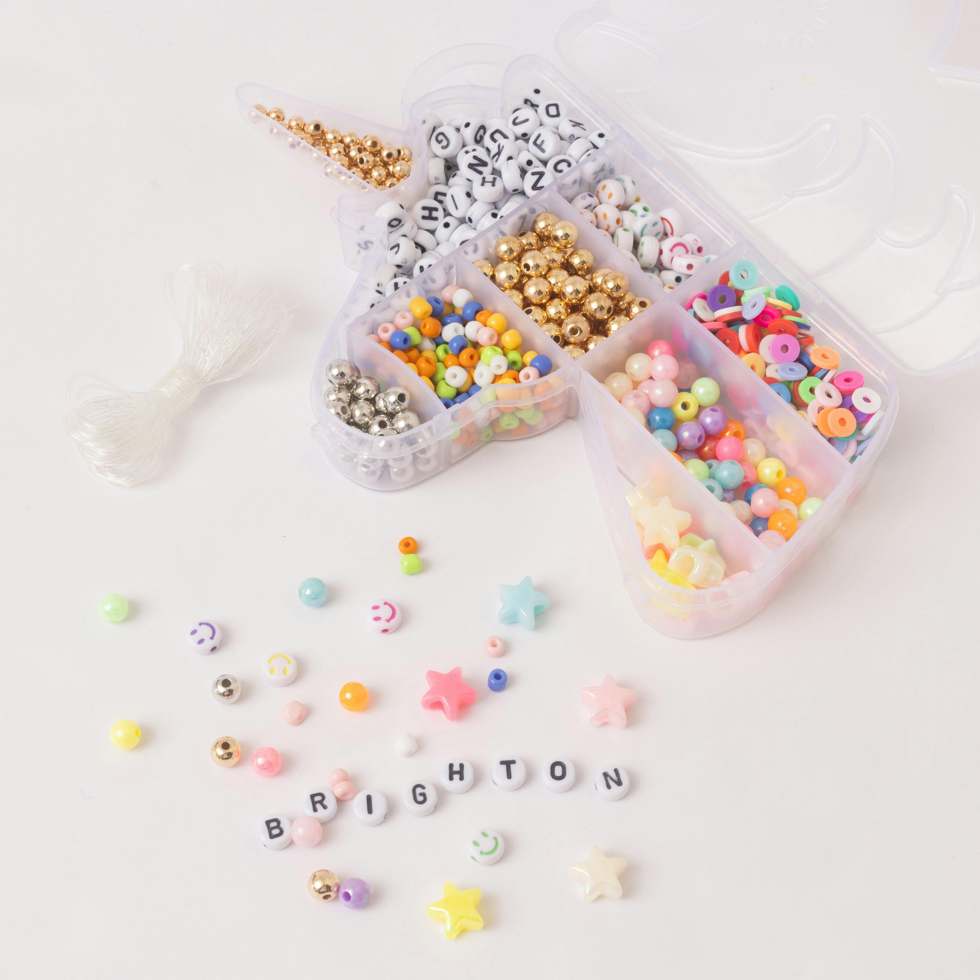 Mystical Classic Alphabet Letter Bead with Rainbow Beads Stretchy Bracelet DIY Box