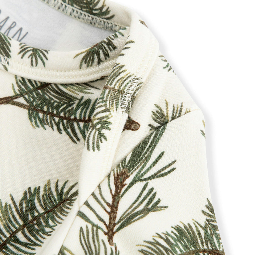 Pine Brushed Newborn Gown & Hat Set