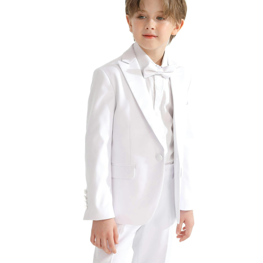 White Peak Lapel Trim Wool Suit