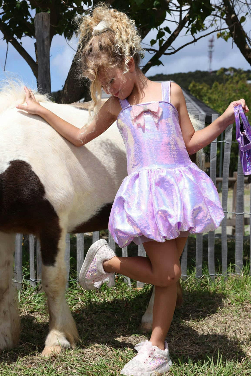 Lavender Haze Bow Bubble Dress