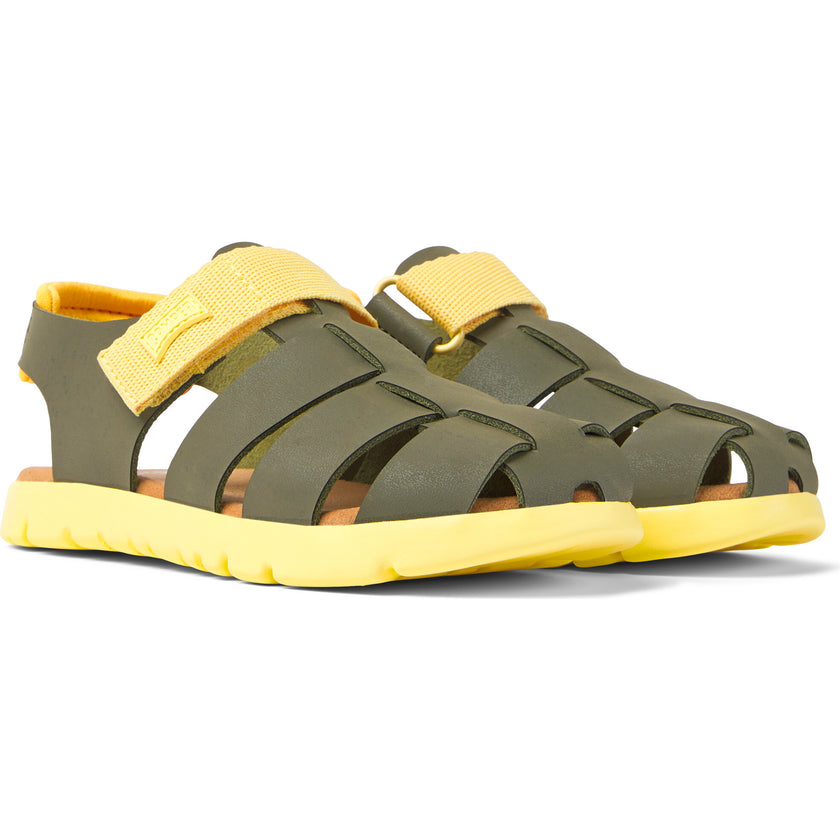Oruga Sandals, Medium Green & Yellow