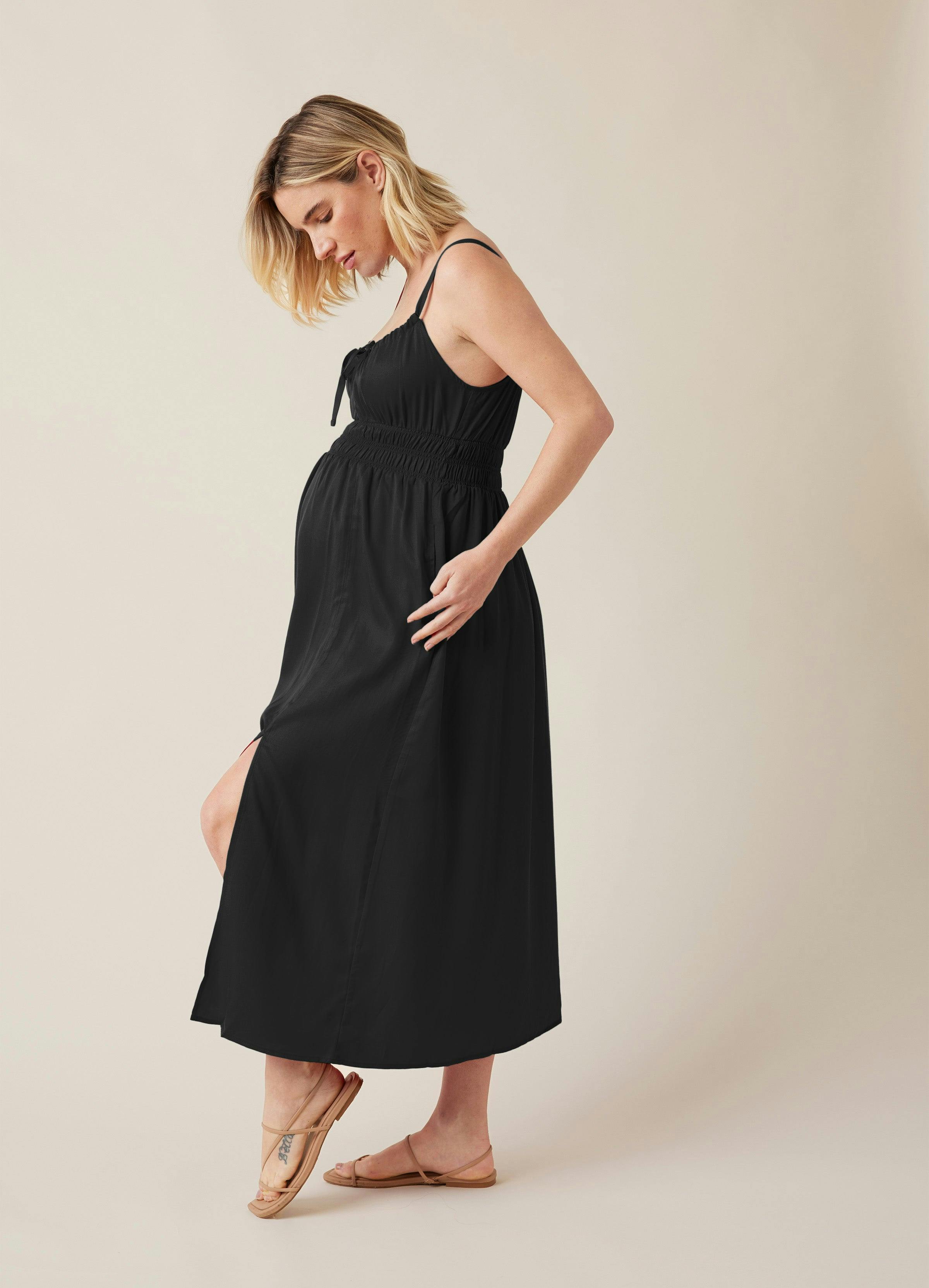 Sleeveless Lyocell Maternity Nursing Midi Dress