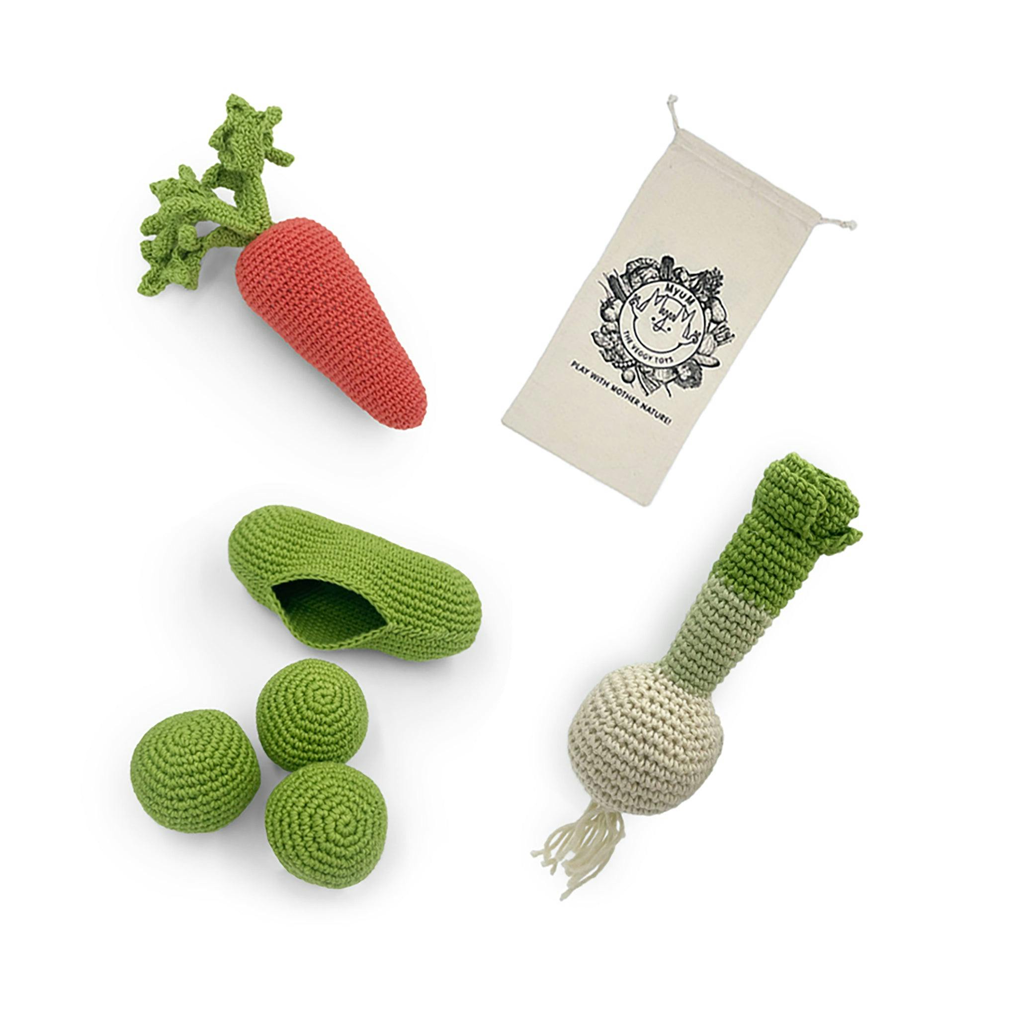 Peas, Carrot & Onion Gift Box 🥫 100% organic cotton crochet rattles