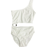 Girl's Ring Monokini One Piece Bathing Suit White, White