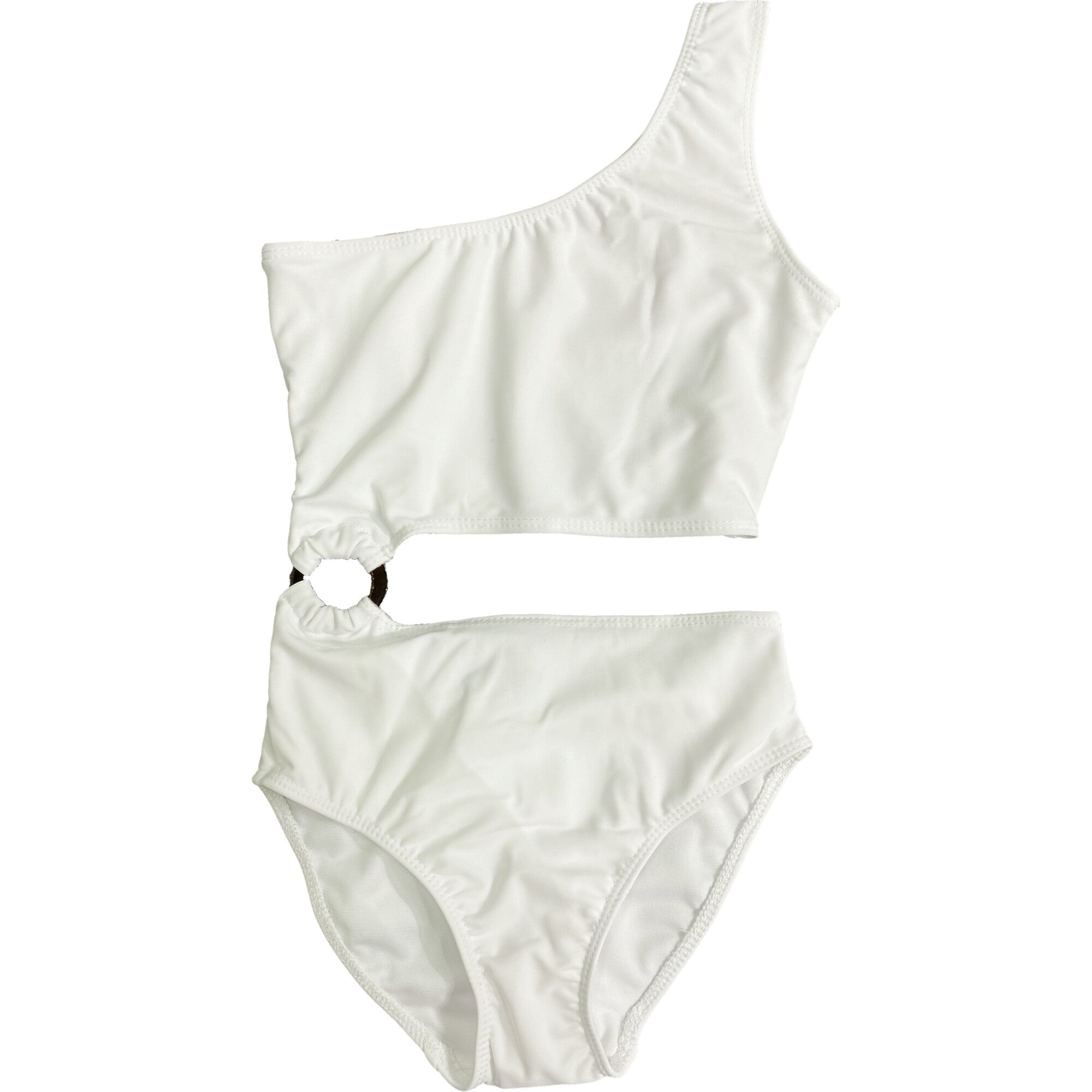 Girl's Ring Monokini One Piece Bathing Suit White, White