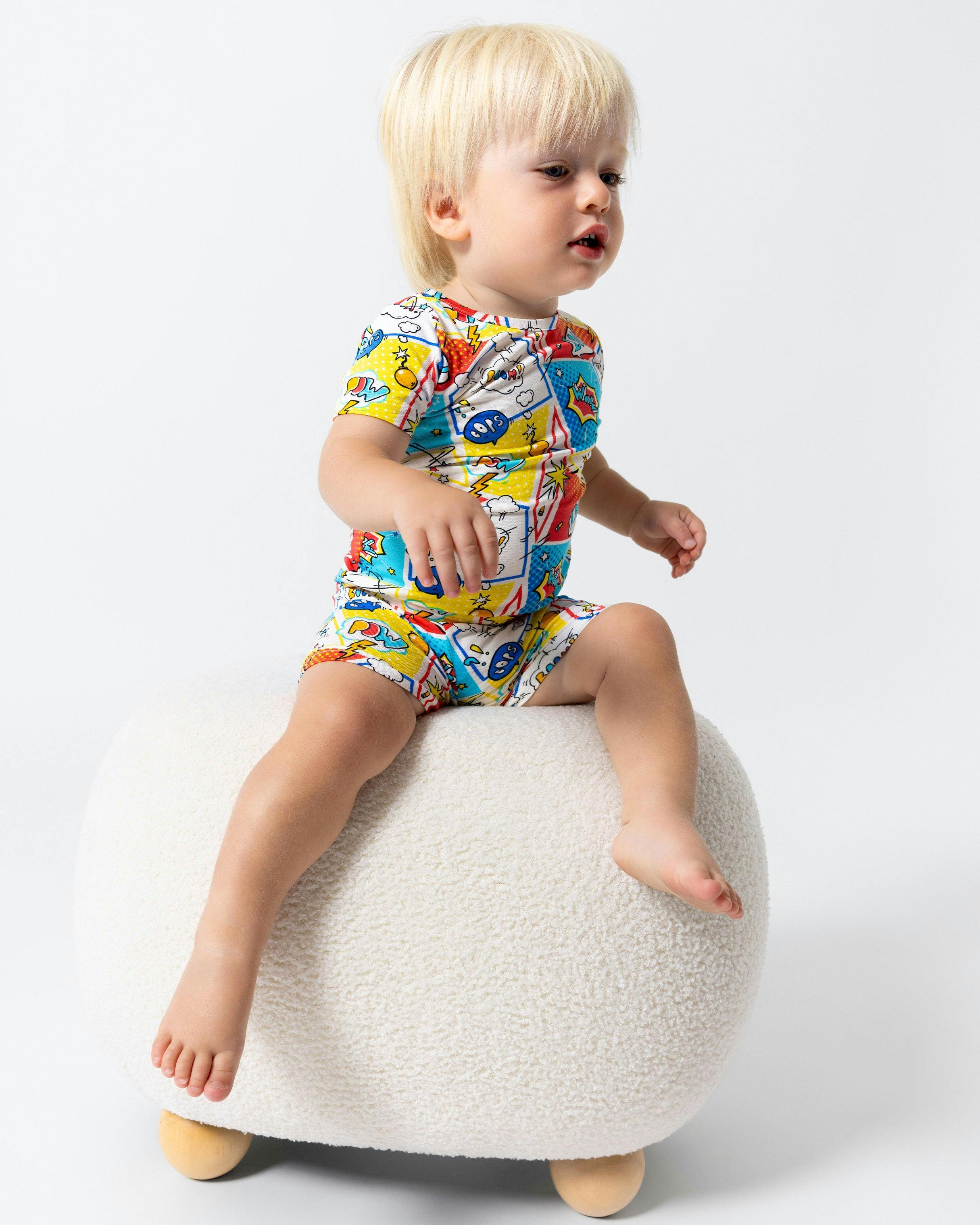 Comic Hero Bamboo Kids Pajama Short Set