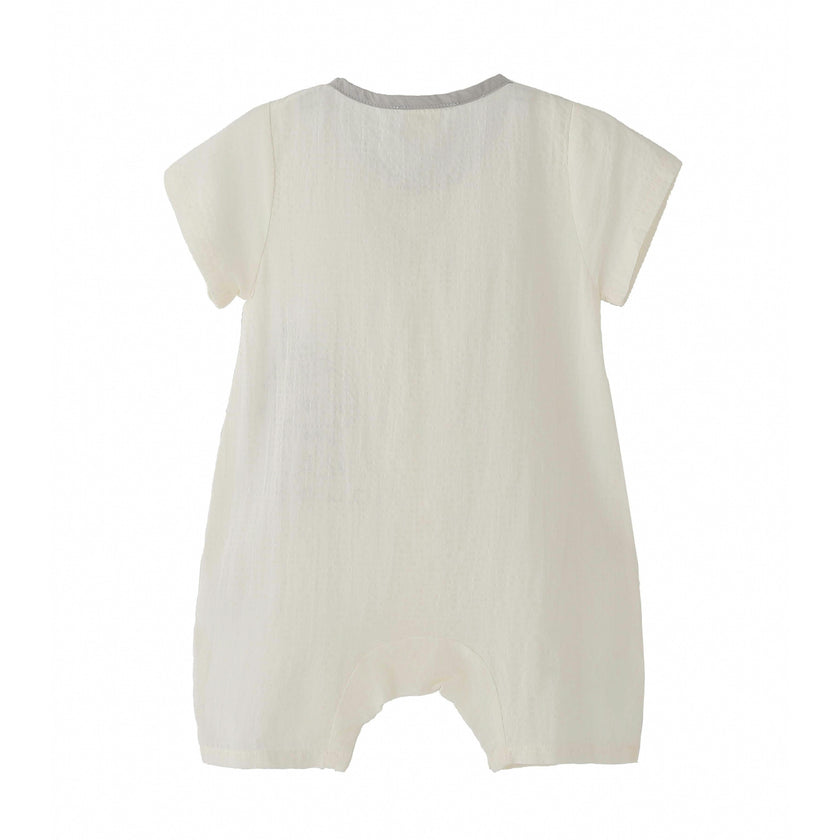 Cream Puppy Bow Romper