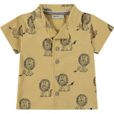 Lions Print Collar Neck Short Sleeve Shirt