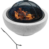 Outdoor 24" Wood Burning Fire Pit with Grill Grate and Faux Concrete Base Gray
