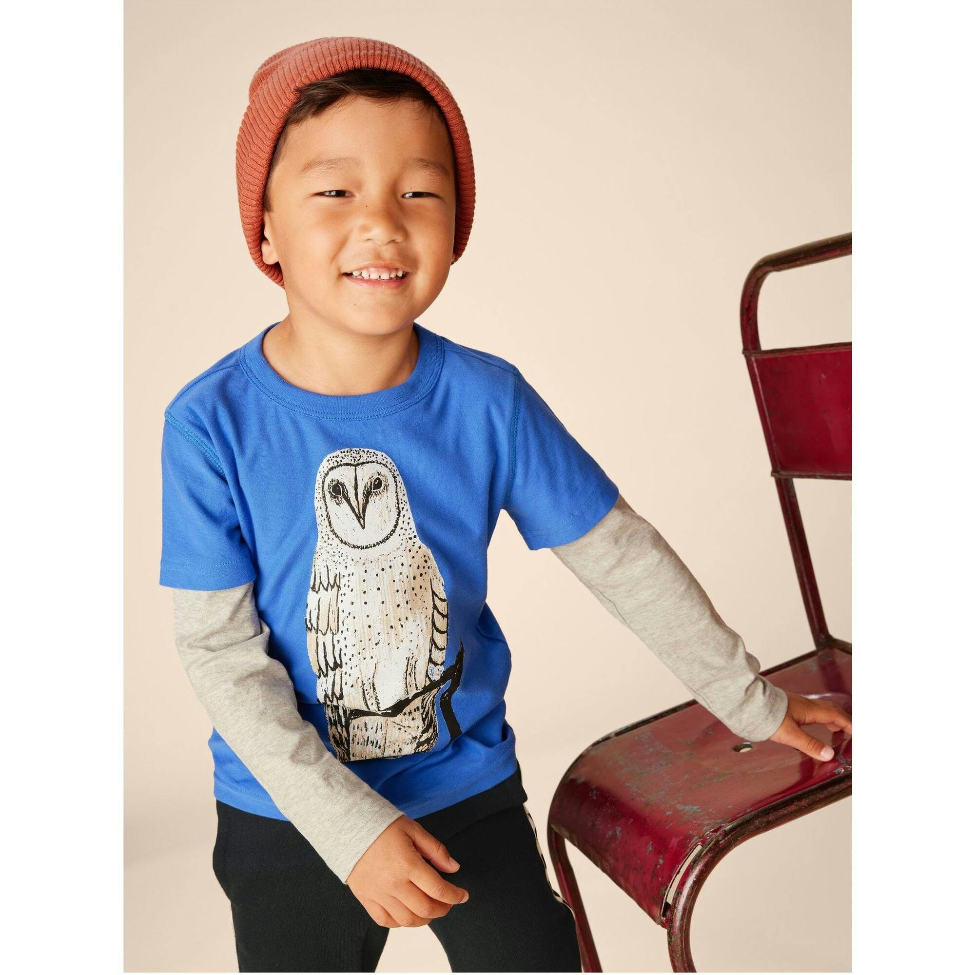 Nihat's Crew Neck Layered Long Sleeve T-Shirt, Blue