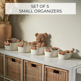 Beautiful Storage Basket Set of 5 - Modern Cotton Rope Baskets for Organizing Shelves - Perfect Bins for Nursery, Changing Table, Office and Living Room