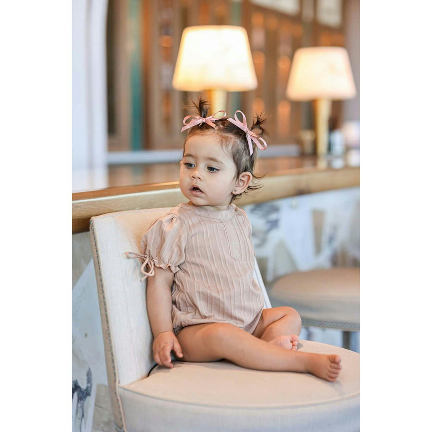 Striped Faux Tab Girls Romper