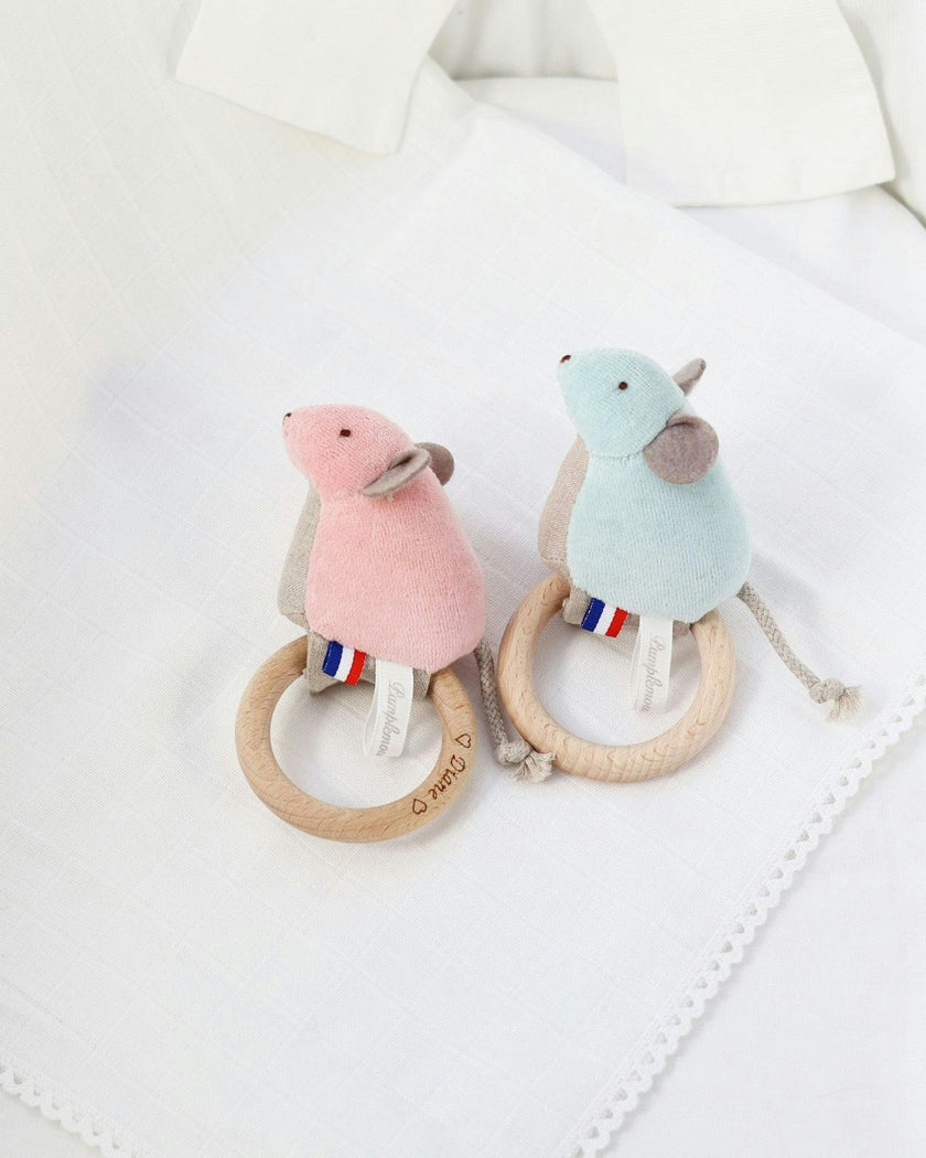 Mouse Ring Rattle - Blue