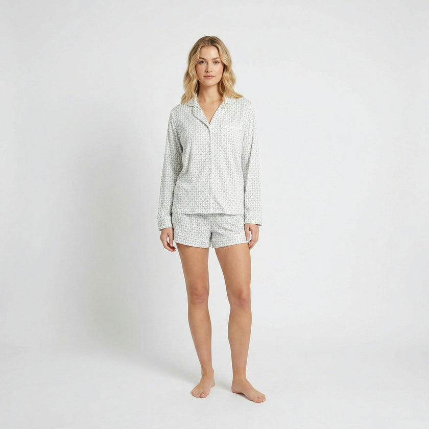 Lavender Lane Long Sleeve & Shorts Bamboo Women's Pajama Set