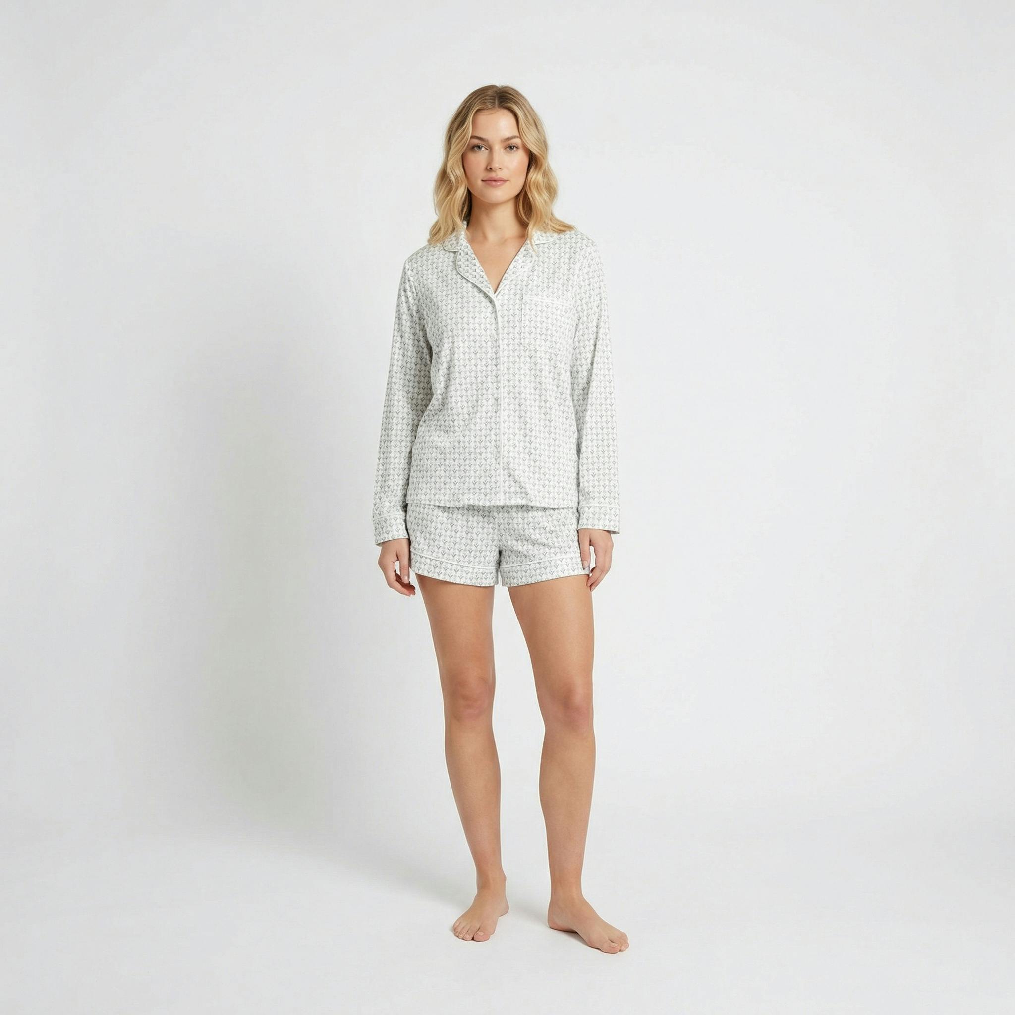 Lavender Lane Long Sleeve & Shorts Bamboo Women's Pajama Set