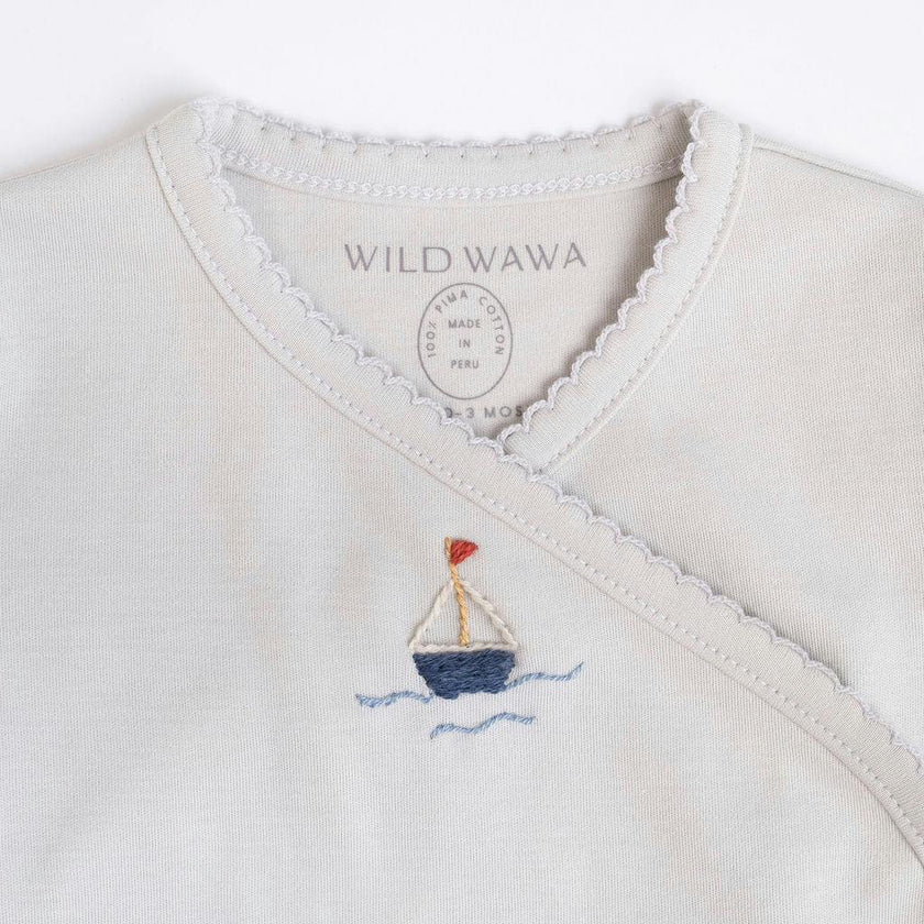 Pima Embroidered Bundle Set in Blue Boat