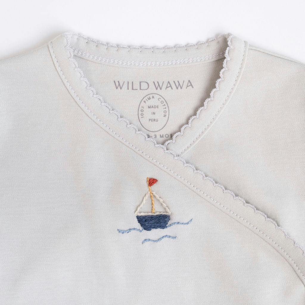 Pima Embroidered Bundle Set in Blue Boat