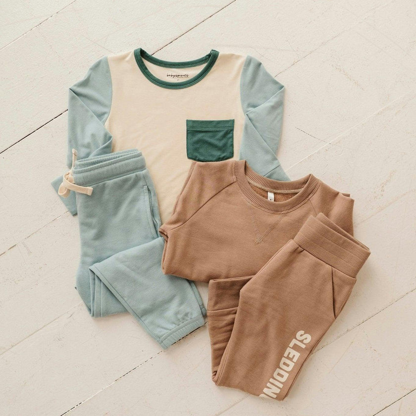 Boys Long Sleeve Colorblock Pocket Shirt in Fern