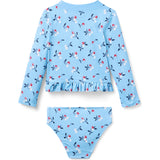 Recycled Cherry Rash Guard Swimsuit, Blue