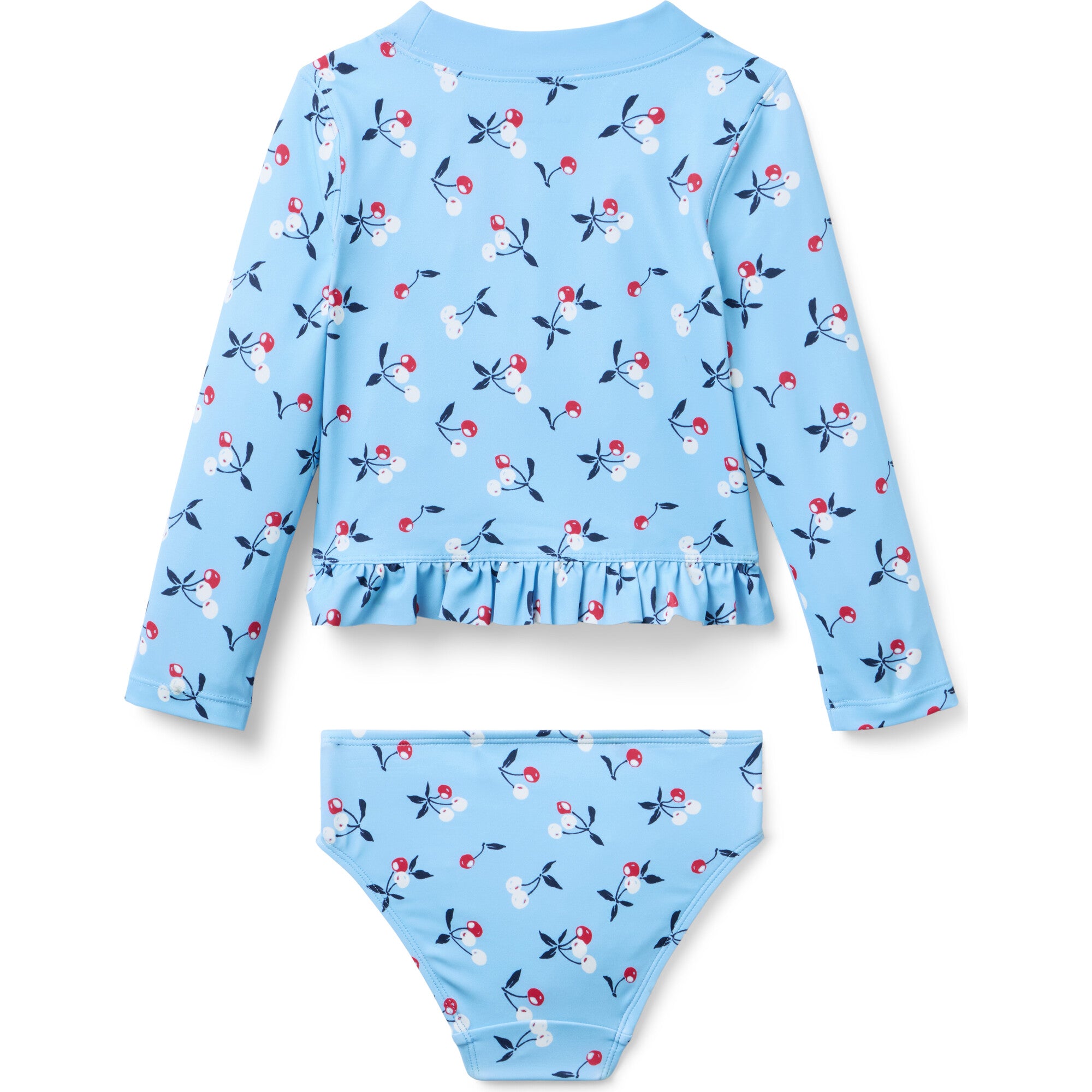 Recycled Cherry Rash Guard Swimsuit, Blue