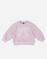Lace Bow Sweatshirt Set