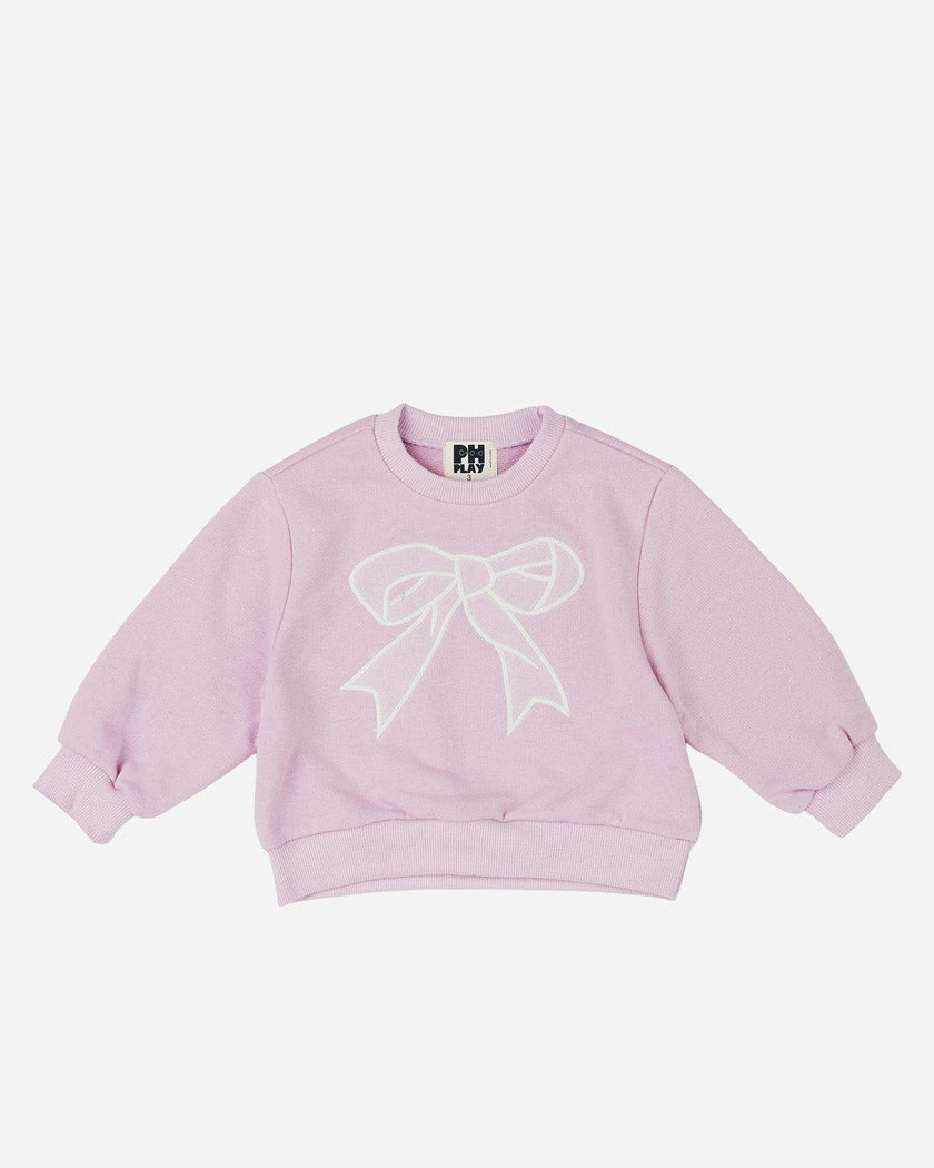 Lace Bow Sweatshirt Set