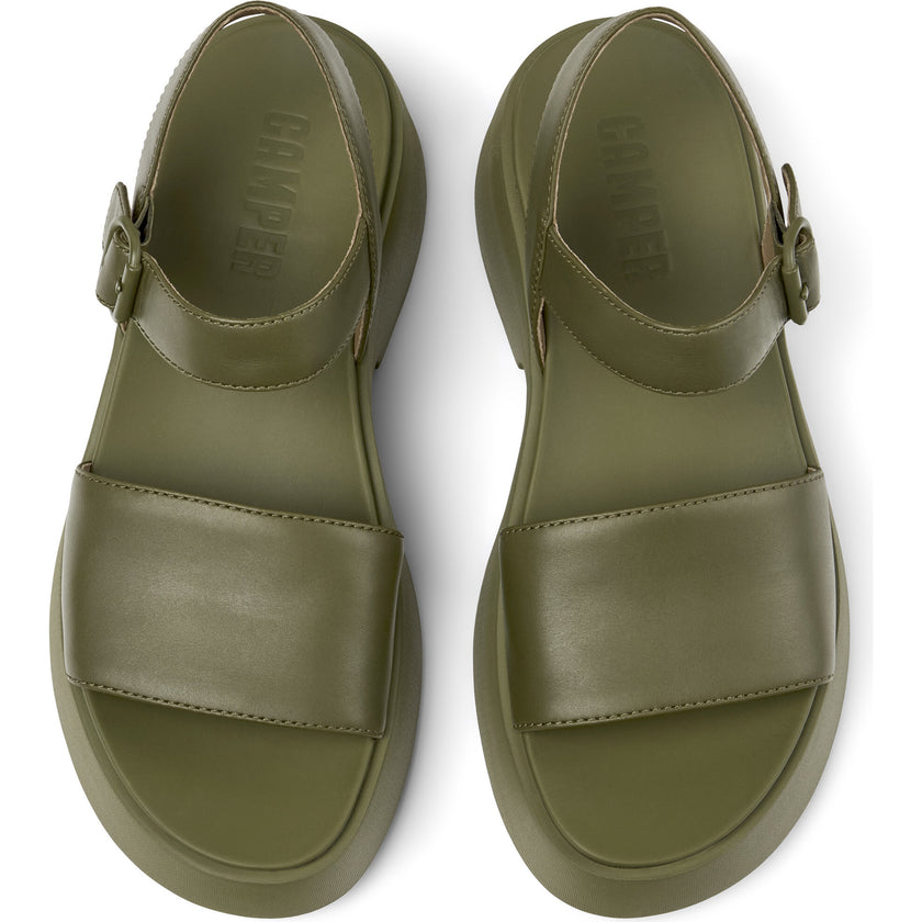 Oruga Calfskin Leather Flexible Sandals, Green