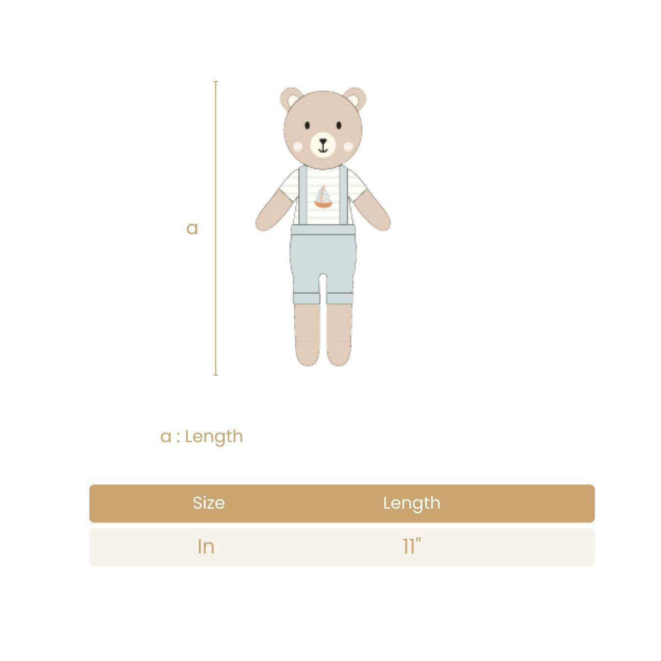 Arthur the bear with sailboat Light blue & Natural - 11