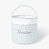 Quilted Storage Basket - Blue Gingham