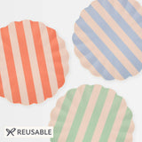 Stripy Reusable Bamboo Large Plates
