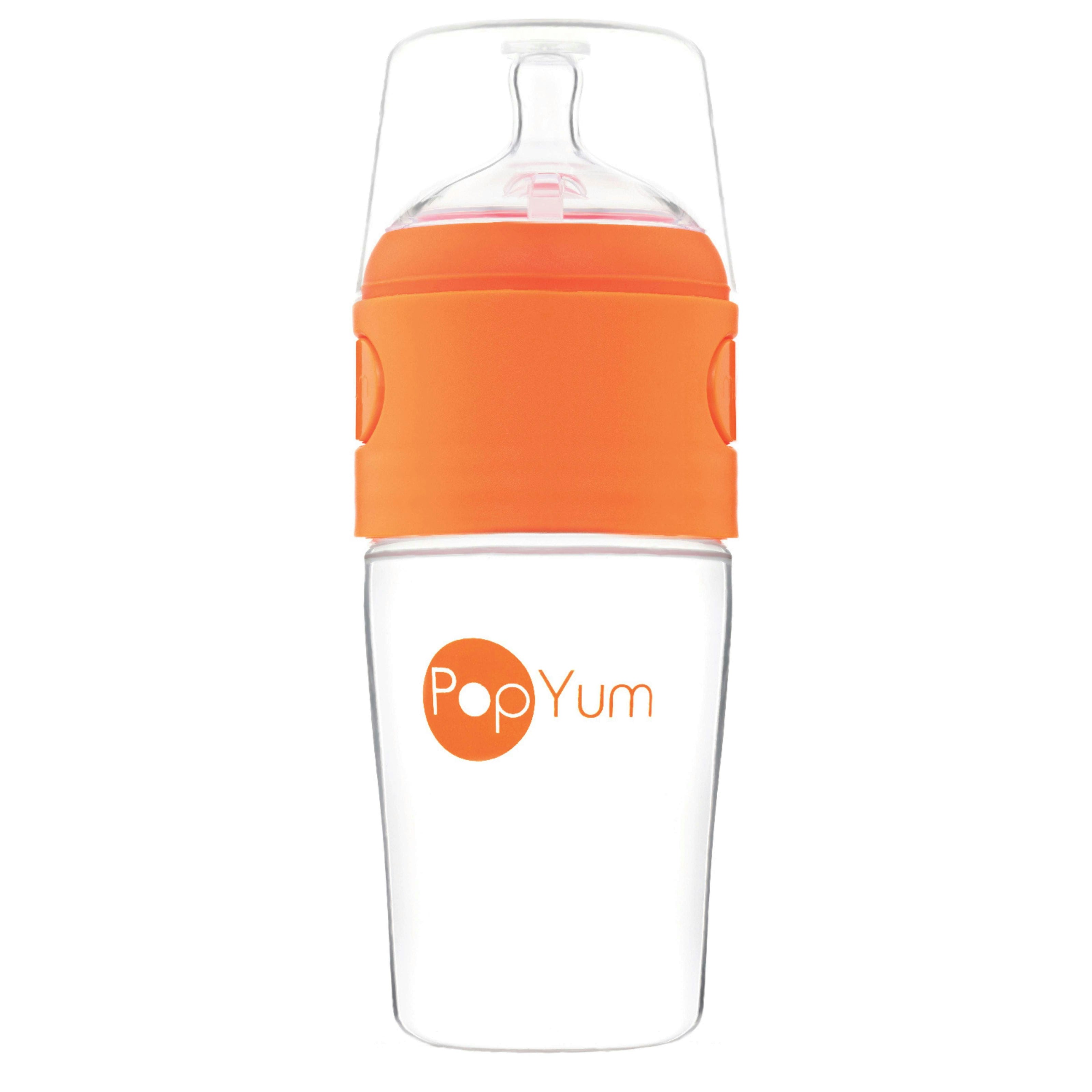 PopYum 9 oz Orange Anti-Colic Formula Making/Mixing/Dispenser Baby Bottle with #2 Medium Flow Nipple